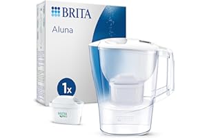 BRITA Caraffa filtrante Aluna bianca (2.4L) incl. 1 x filtro MAXTRA PRO All-in-1 che riduce cloro, calcare e PFAS - adatta alla porta del frigorifero, con Memo digitale, in confezione sostenibile