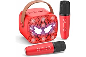 KSSVZZ Spider Microfono Karaoke per Bambini, Giochi Regalo Bambino 3 4 5 6 7 8 9 10 11 12 Anni Maschio, Cassa Karaoke con 2 Microfono Bluetooth, Regalo Compleanno Natale Giochi per Bambino 3-12 Anni