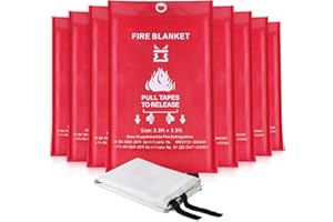 KITOSUN Couvertures Anti-feu Ignifuge pour Maison Cuisine - Couverture d'incendie de Couverture de Secours de Fibre de Verre idéal pour la Fourneau Garage Bureau Camping Caravane Gril 1M x1M (8 Fire Blankets)