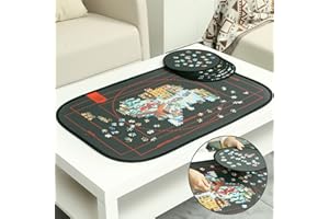 HXMARS Foldable Jigsaw Puzzle Board: Gran Alfombra de Rompecabezas portátil de 1000 Piezas, Ahorro de Almacenamiento de Rompecabezas a 500 y 1000 Piezas con Bolsa de Almacenamiento (Gris)