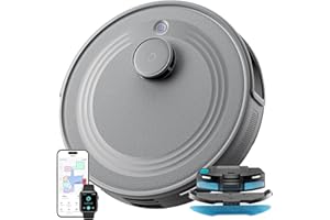 LEFANT M2 Robot Aspirapolvere Lavapavimenti con Mappatura Laser dToF, 6000Pa, Navigazione Intelligente PSD, Pulizia 2 in 1, 140 Min, APP/Alexa, Ricarica Automatica, per Peli Animali, Grigio