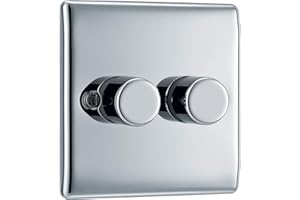 BG Electrical NPC82P podwójny ściemniacz ścienny włącznik światła, polerowany chrom, 2-drożny, 400 W