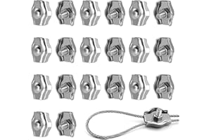 BRELET 20 Pezzi Simplex M3 Morsetti per Filo Stendibiancheria, Morsetto Serracavo in Acciaio Inox 304 per Funi Metalliche per Funi Metalliche da 3mm Giardino, Cavi, Patio e Vele da Sole
