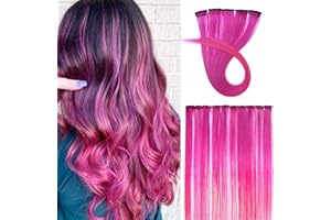 Silk-co Extension Clip Capelli Colorati Lisci 10pz Clip in Extension Parrucchini per Bambini Accessore per Capelli Hairpiece-Viola a Rosa