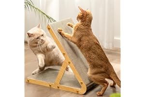 Conlun A-Frame Cat Scratching Board for Indoor Kittens, Vertical Horizontal Cat Scratcher, High-Density Cardboard Dual-Sided Scratch Pads, Easy Assembly Scratchers Alternative, Light Wood