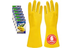 SteadMax 6 Pairs Small Cleaning Gloves, Reusable Natural Rubber Dish Gloves, Waterproof Latex Non-Slip Dishwashing Gloves for Kitchen and Household (Small, 6 Pack)