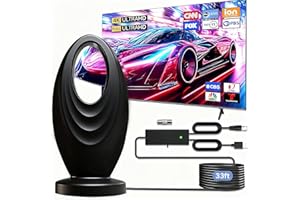 IMPHH Indoor TV Aerial 560+ Miles Range - Magnetic Base TV Ariels Indoor/Outdoor, 4K 1080P HDR Local Channels with 16.5ft Coaxial Cable & Signal Booster for All Smart TVs