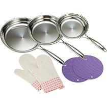 LOLYKITCH Set Di Padelle In Acciaio Inox 3 Strati - 21,5 E 25,4 Cm - Adatte A Induzione - Lavabili In Lavastoviglie