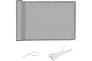 LOVE STORY Brise Vue pour Balcon 90x600cm, Imperméable Couverture de Confidentialité Écran(PES),Protection UV Opaque pour Balcon with Cable Ties,Pare-Soleil pour Jardin Extérieur,Gris