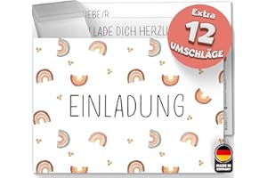 OLGS 12 biglietti di invito arcobaleno con buste, perfetti per compleanni o feste di bambini | inviti di compleanno da compilare (arcobaleno)