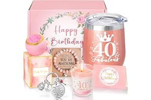 Sheinly 40th Birthday Gifts for Women, Happy 40th Birthday Basket Gifts Box for Best Friends Female Mom Wife Daughter Sister Her Girlfriend Coworker Bestie Women