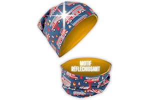 HECKBO 360° Réflecteur Ensemble Bonnet & Écharpe Enfant - 95% Coton - matière extensible douce & facile d'entretien - Bonnet Printemps Automne Hiver