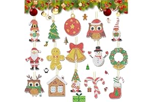 Anpumoony 5D Diamond Painting Weihnachten Anhänger Kinder Weihnachtsmann Schlüsselanhänger Doppelseitige Schneemann Diamant Malerei DIY Kit Weihnachtsbaum Deko 15 Set