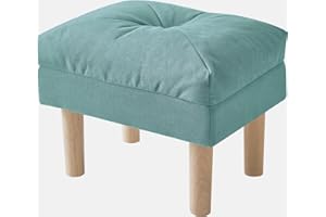 YMYNY HBD023T taboret do siedzenia, otomana, podnóżek z miękką poduszką do siedzenia, duża powierzchnia do siedzenia, 4 pogrubione drewniane nogi, w stylu skandynawskim, do sypialni, salonu, 40 x 29 x
