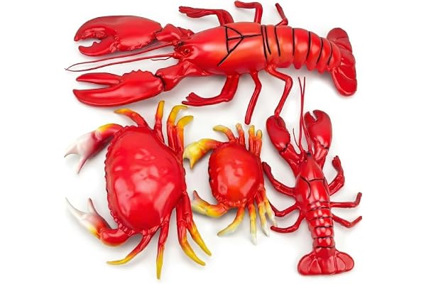 Gresorth 4 PCS Falsk Stor Konstgjord Hummer Kräftdjur Plast Djur Hem Fest Dekoration Visa Barn Leksak