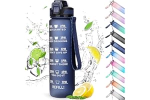 CodiCile Sports Water Bottle 1L, Leak Proof Water Bottle with Straw for Men & Women Reusable Durable BPA Free Tritan Drinking Cup with Brush
