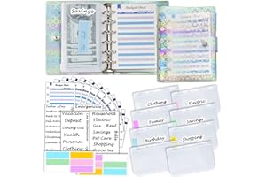 ‎HARPHIA A7 Binder aus weichem PVC mit bunter Blase 5,39 x 4,33 Zoll, mit Mini-Ordnertaschen mit Reißverschluss x8, Budgetblättern x12, Geldumschlagaufklebern x42, Etikettenaufklebern x12, Harphia