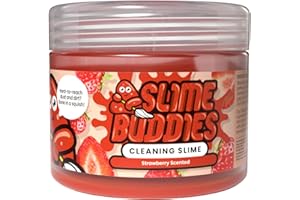 Slime Buddies Cleaning Putty Gel | Car Cleaning Gel for Air Vents & Interiors, Computer, Macbook & Laptop Keyboard Cleaner | Clean Hard to Reach Spaces | Surface Dust Cleaner | Strawberry Scent