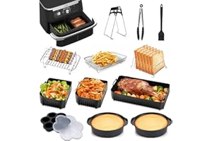Hunnycook 17P Airfryer akcesoria do frytkownicy Ninja AF500EU, w zestawie 1 × 10,4 l + 2 × 5,2 l Airfryer silikonowa forma do ciasta, kosz do smażenia, szczypce i inne, zestaw wielokrotnego użytku do