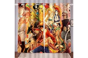 Doiicoon Rideaux opaques Anime One Piece, Anime One Piece Pirate - Lot de rideaux occultants pour chambre d'enfant - 3, 280 x 180 cm (2 x 140 x 180 cm)