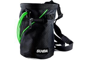 SUKOA SPORTS Sukoa - Bolsa de Tiza para Escalada en Roca, Cubo con cinturón de Clip rápido y 2 Bolsillos Grandes con Cremallera, Equipo de Escalada en Roca