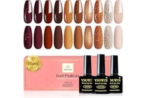 YSUVIN Semipermanente Unghie, 10 Colori Autunno Glitter Smalto Semipermante Unghie, Acero Zucca Rosso Scuro Champagne Inverno Smalto Gel Soak Off UV/LED Nail Art Gel Unghie Set, 8ml