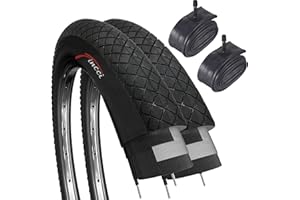 Fincci Сubiertas Bicicleta 20 - Set Par Neumaticos Bike 20 x 1.95 Pulgadas 53-406 con 2X Cámaras de Aire Schrader Válvula para Bicicleta Niño, BMX, MTB - Paquete de 2 Gomas
