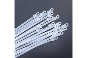 OUZIONZ Fascette per Cavi Riutilizzabili,100 Pezzi, Fascette di Fissaggio con Fori,200 x 4,8 mm, Resistenti e Autobloccanti per La Gestione Dei Cavi,Giardinaggio,Casa e Officine (Bianco)