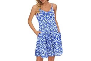 WNEEDU Womens Summer Spaghetti Strap Dress