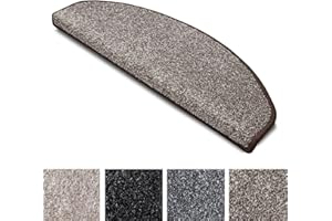 CASA PURA Tappetini per Scale Interne - Copri - Gradini Antiscivolo ad Uso Intensivo, Combinabili con Tappeti e Passatoie in Vari Colori e Misure - Mezzaluna - Set da 15-65x23.5 cm - Marrone