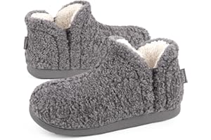 FamilyFairy Women's Memory Foam Boots Slippers Warm Shearling Bootie Soft Plush Fleece Comfy House Shoes Outdoor Indoor Rubber Sole