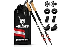‎ALPIN LOACKER ALPIN LOACKER Teleskop Wanderstöcke Aluminium und Carbon mit Korkgriff I Leichte Nordic Walking Stöcke Damen und Herren für Skifahren und Wandern I Trekkingstöcke für Bergsport