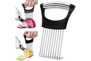 Brelet Lot de 2 Coupe Oignon Eminceur Tomate Concombre Citron Légumes Coupe Oignons Manuel en Acier Inoxydable 2024 Support à Oignons Amélioré pour Trancher Gadget Cuisine Accessoires