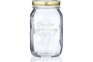 Bormioli Rocco - Set da 6 barattoli per conserve Quattro Stagioni, 6 x 1 litro/1000 ml, colore: bianco