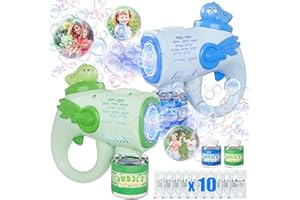TACOPET Pistola a Bolle per Bambini, Macchina Automatica per Bolle di Sapone 15000+ Bolle/Min,Dinosauro Macchina per Bolle con Soluzione per Bolle, Feste Estive all'aperto Regalo Nozze, Giocattoli 1 2 3Anni
