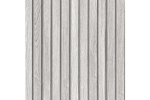 Hode Grey Wood Panel Wallpaper Wood Effect Vinyl Wrap Self Adhesive, 3D Slat Wall Panelling Peel and Stick Living Room Wallpaper, Waterproof, Light Grey, 40cmx3m