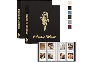 Lanpn Polaroid Album fotograficzny 208, 2 opakowania, mini album do Fujifilm Instax Mini 12 11 9 90 8 8+ 7s 40 70 Polaroid Snap PIC-300 Z2300 SocialMatic Instant Camera Zip Instant Printer, czarny