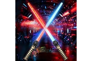 Ambesty 2 Pièces Sabre Laser Star Wars, 15 Couleurs Lightsaber avec Effets sonores FX, 2 en 1 Sabre Laser Lumineux, Jouets Sabre Laser pour Adulte Enfant Cosplay Fête Halloween Noël