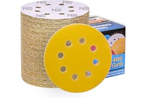 ALPXUXP 100 Pezzi Dischi Abrasivi 125mm Grana 400,Allumina Calcinata Carta Vetrata 8 Fori,Rivestimento Abrasivo Antiaderente per Levigatrice Orbitale
