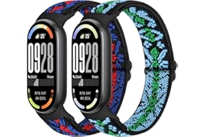 Runostrich Elastic Nylon Watch Strap Compatible with Xiaomi Smart Band 10/9/8 Sports Strap Soft Watch Band Adjustable Replacement Band for Women Men