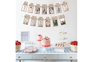ZERCART 1st Birthday Baby Banner - Baby Photo Bunting Newborn 12 Month Kraft Photo Garland, Baby Milestone Photo Banner First Birthday Decorations for Baby Newborn Recording Baby'S Growth in 12 Months