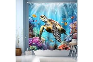 JINGYOU Shower Curtain 180cm Drop,Blue Bathroom Shower Curtain,Waterproof Shower Curtains 180x180,Weighted Shower Curtains for Wet Room,Bath Curtain with 12 Hooks-180 x 180cm drop