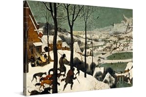 PICANOVA – Pieter Bruegel – The Hunters in the Snow 120x80cm – Quadro Su Tela – Stampa Incorniciata Con Spessore Di 2cm Altre Dimensioni Disponibili Decorazione Moderna – Arte Classica
