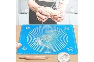 JANEROWEE Tappetino Silicone per impastare 50x40cm,Riutilizzabile Stuoia di Rolling della Pasticceria del Silicone Tovaglietta Tappetino Tappetino da Forno in rotolamento for Pasta rotolante, Antiaderente,Blu