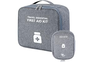 ‎SEASBOES Seasboes 2stk Medikament Tasche, Große Kapazität Notfalltasche, Medikamententasche Leer Erste Hilfe Tasche, wasserdichte Medizin Aufbewahrungstasche für Zuhause Reisen Büro (Gross+Klein, Grau)