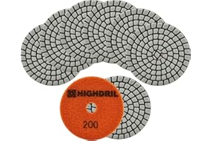 HIGHDRIL Disque de Polissage Diamant 8 Pièces - 100mm Grain #200 Sec Diamant Polissage Pads pour Marbre Granite Pierre Béton