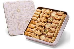 Sweet Land Baklava Selection - 1 kg | Selection Tray with Pistachio, Almond & Cashew Nuts | Handmade Traditional Lebanese Baklava | Great for Ramadan, Mother's Day, Easter, & Eid | Tin Gift Box