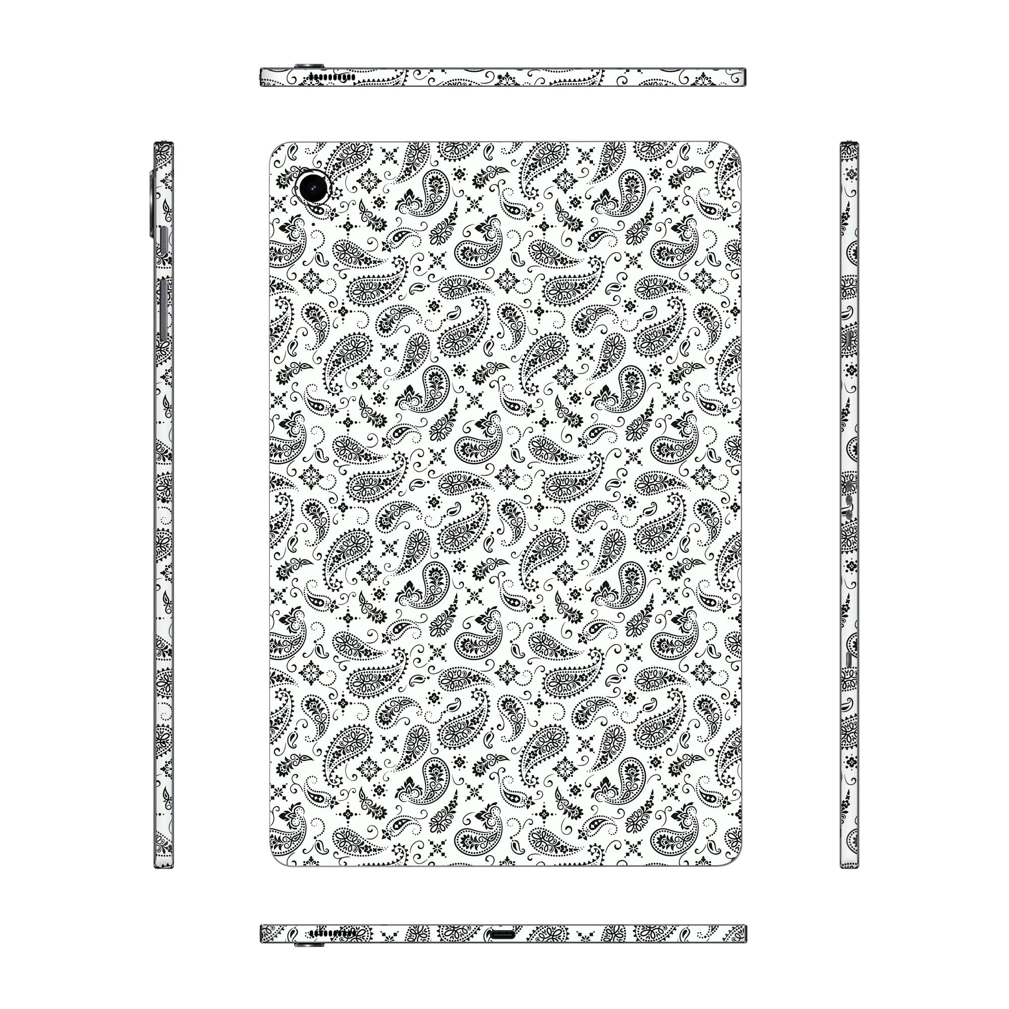 Capes Tablet Skins Compatible with Samsung Galaxy Tab S9 FE | Ultra-Thin Protective Film | Anti-Scratch Vinyl Decal Skin | Not Case/Cover (White Paisley, Full Body Skin)