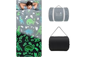 ‎DECALSWEET Decalsweet Leuchtendes Schlafsack Kinder Doppelter Reißverschluss Weich Warm, Faltbare Kinderschlafsack mit Kissen Abnehmbar für Mädchen Jungen, Schlafsack für Outdoor Indoor Camping, 170×75cm