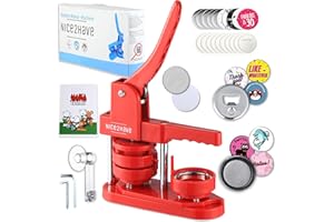 Nice2Have Badge Maker Machine 58mm (2.25 inch) - (100pcs Badges,5pcs Bottle Openers,5pcs Fridge Magnets, 500+ Free Designs,Circle Cutter & Magic Book) - Badge Making Kit (Red.)